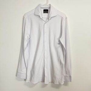 The Saville Row Button Up Shirt Mens 15 32 33 Ivory Comfort Knit Slim Fit